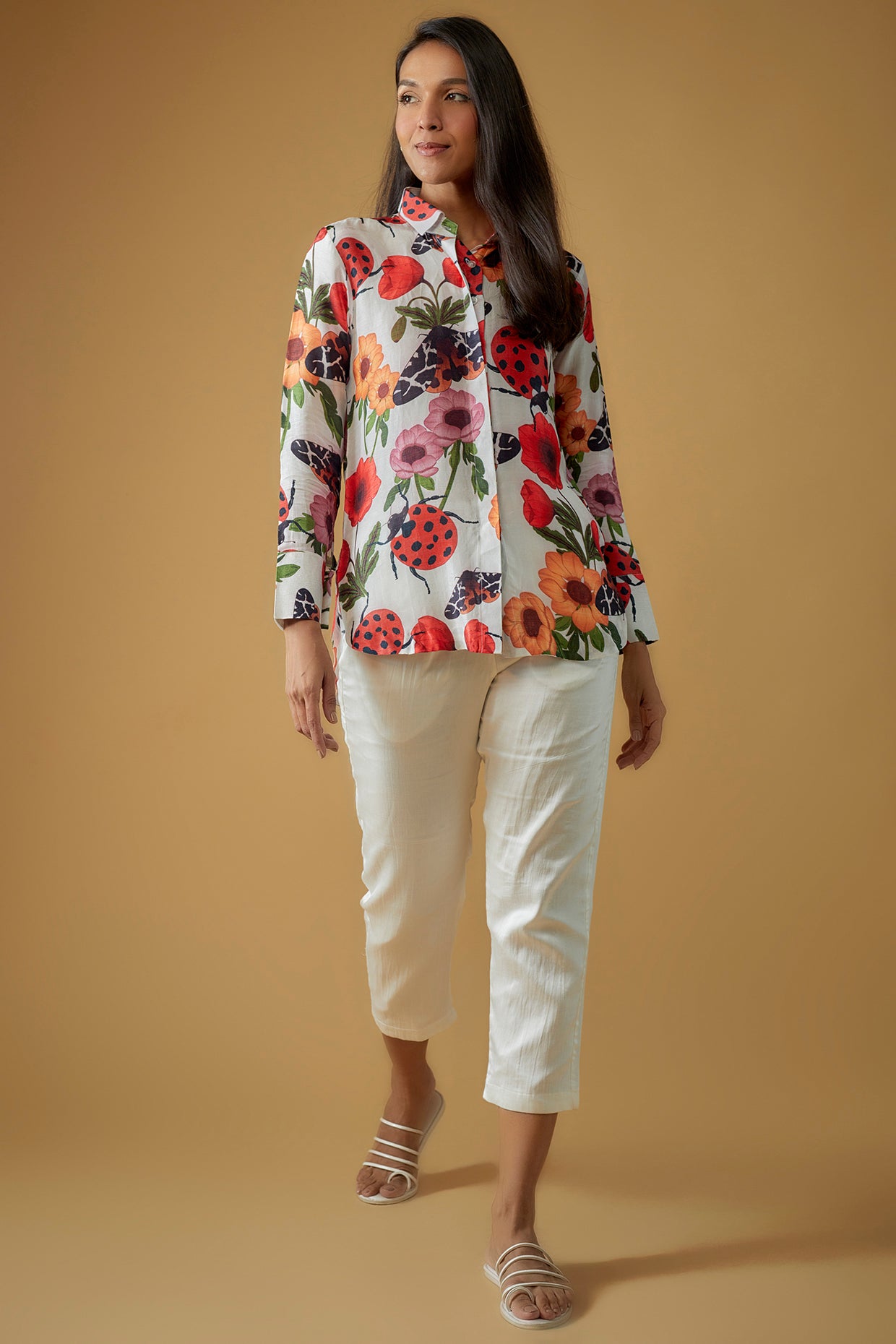 AZALEA- Shirt in White & Maroon