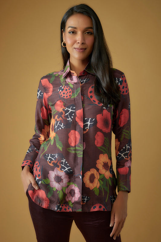 AZALEA- Shirt in White & Maroon