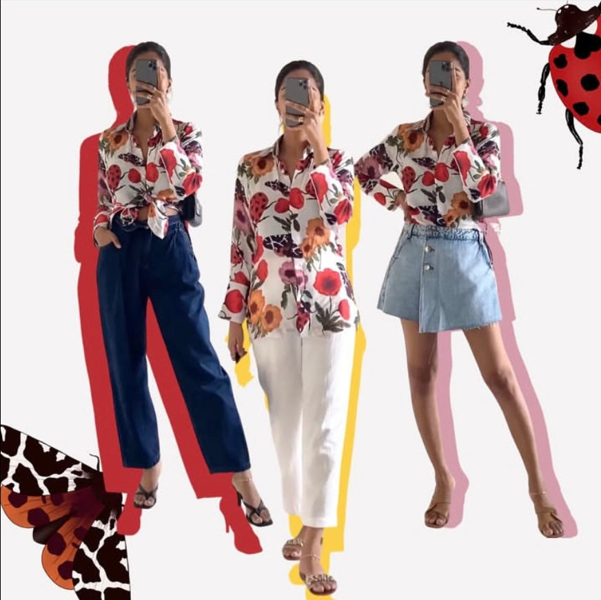AZALEA-   Shirt in White & Maroon